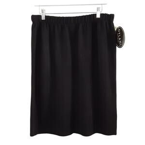 Vintage 1980s Black Santana Knit Straight Pencil Skirt Womens L Quiet Luxury